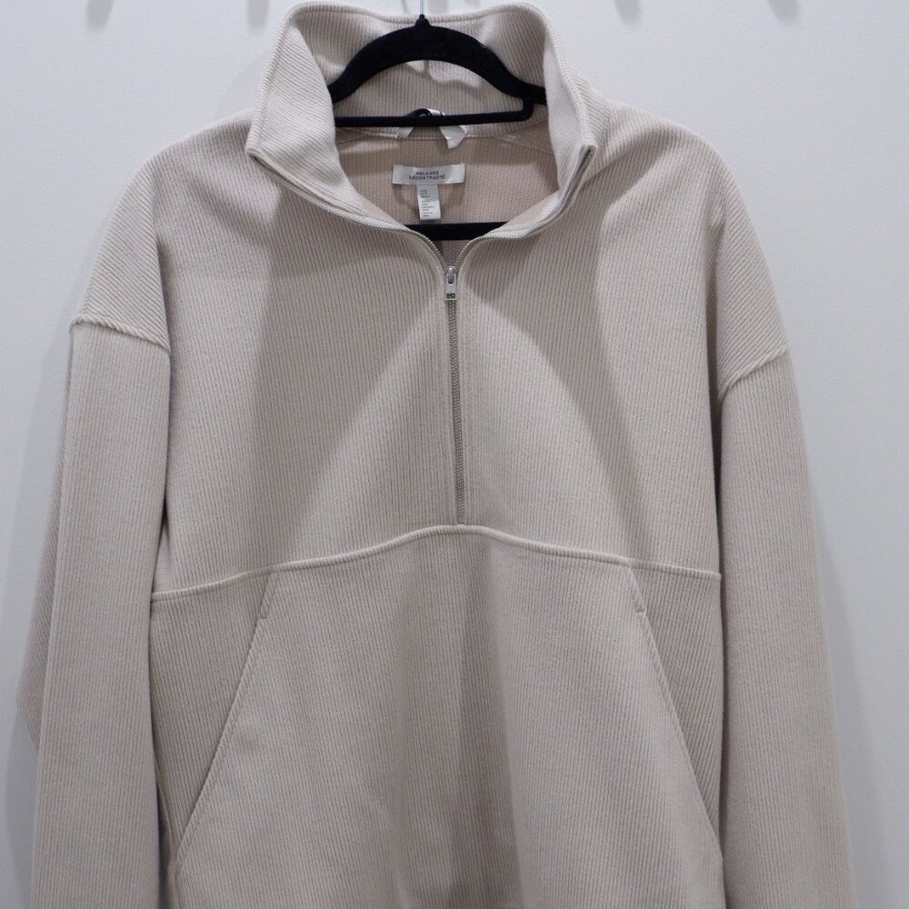 COS Oversized 1/2 Zip Sweatshirt, Off-White